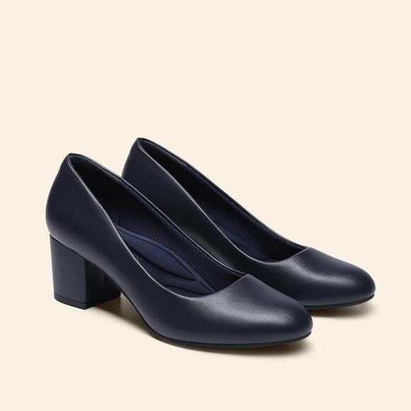 NWT DREAM PAIRS Women's Pumps Low Block Heel Dress Shoes Navy Sz 7.5 SDPU2462W - Picture 3 of 6